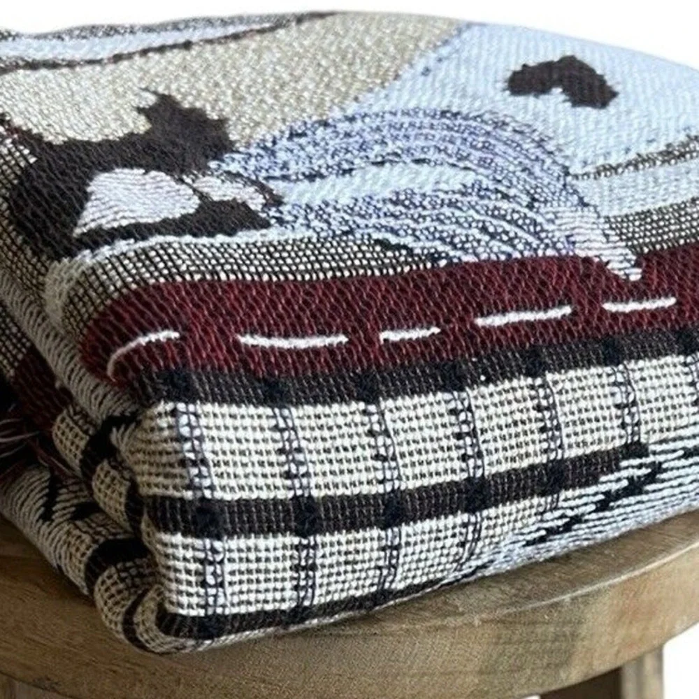 Vintage Tapestry Throw Blanket Good‎ Friends Angels Fringe 49x56 Collections